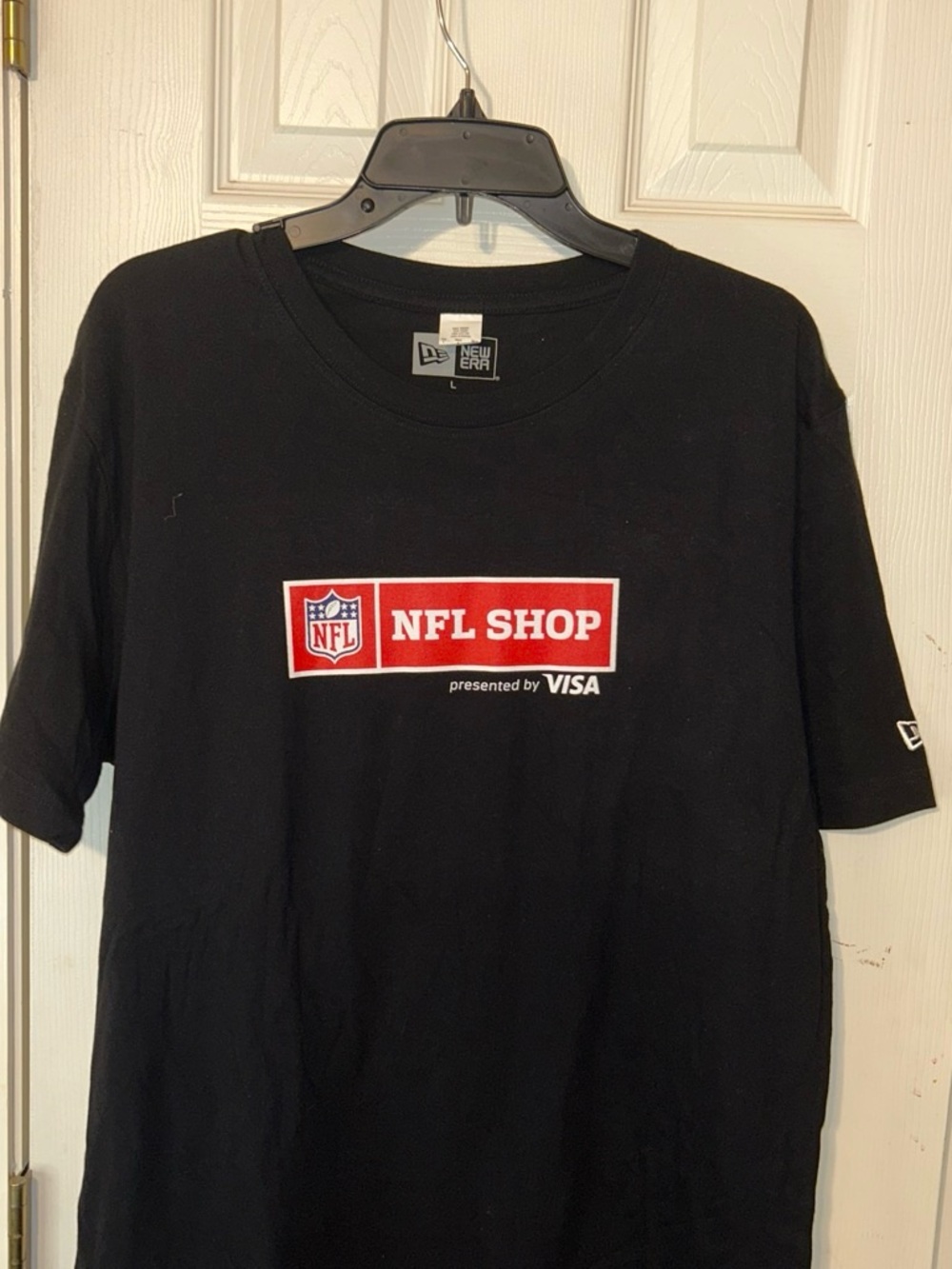 New Era Black Staff Logo Tee with White Print